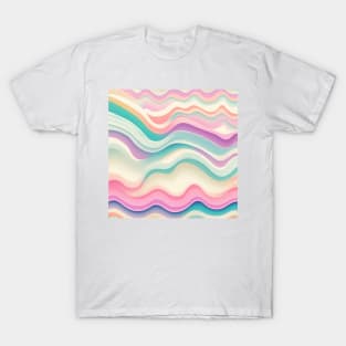 HORIZONTAL PATTERN OF MULTICOLORED WAVES, PASTEL COLOR, T-Shirt